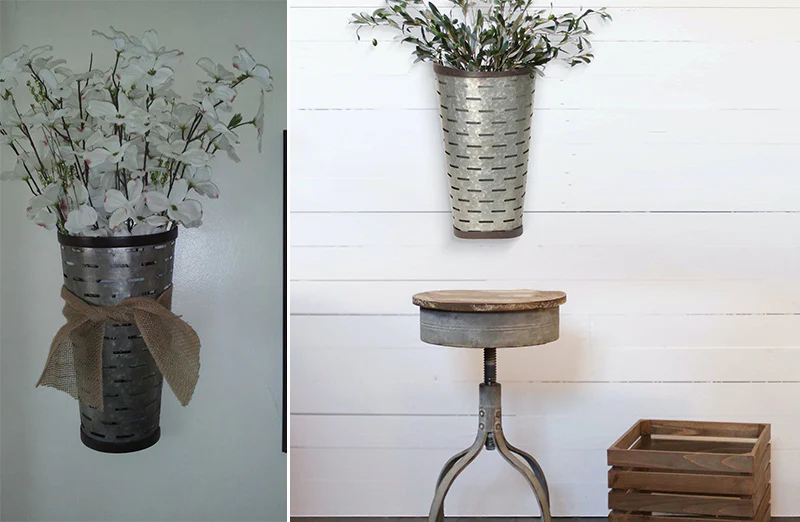 Metal Half Olive Wall Bucket