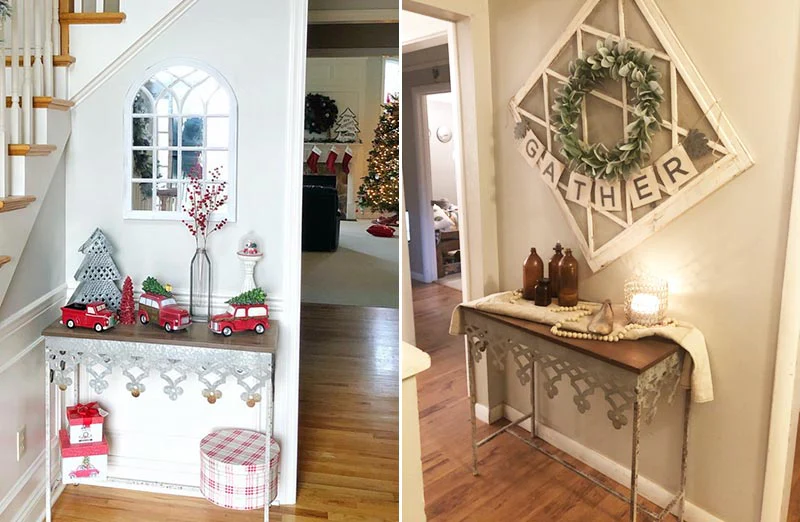 Metal Scalloped Edge Console Table