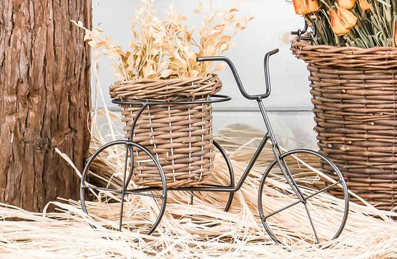 Willow Basket Bicycle Planter