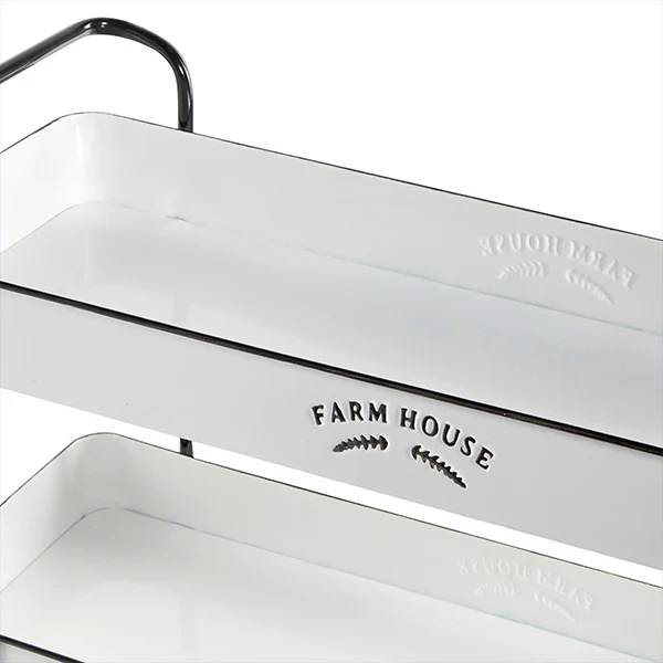 Farmhouse Enamel Three Tiered Rolling Cart