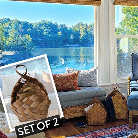 Large Woven Baskets with Handles, Set of 2