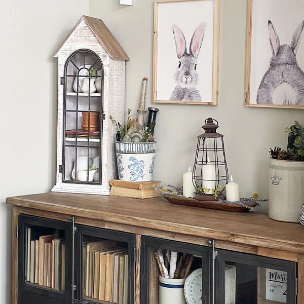 Three-Tiered Distressed House Cabinet