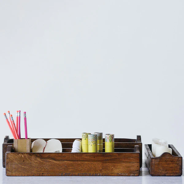 FOUND Wooden Trough, Set of 3