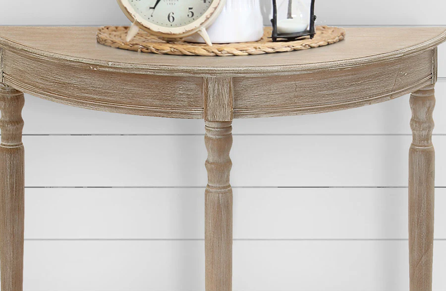 Half Round Wood Taupe Console Table