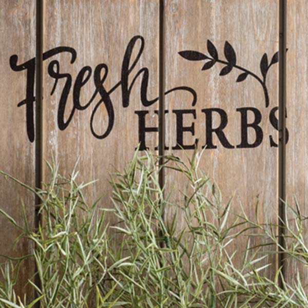 Fresh Herbs Fence Post Sign with Pots