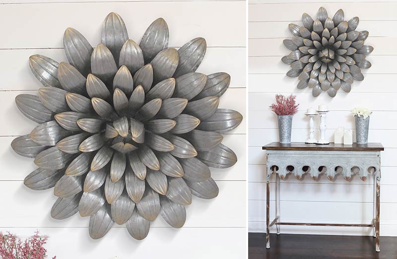 *HUUGE* Galvanized Flower Wall Art