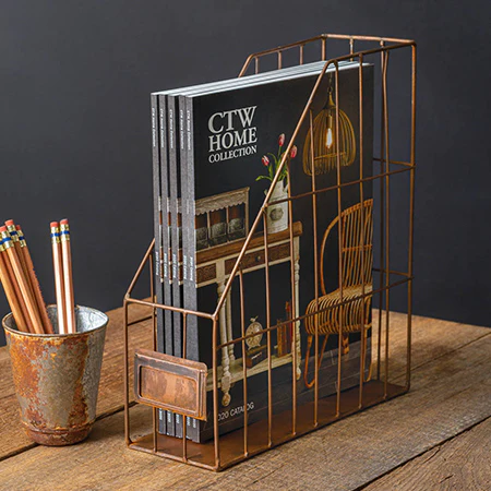 Copper Finish Desk Organizer