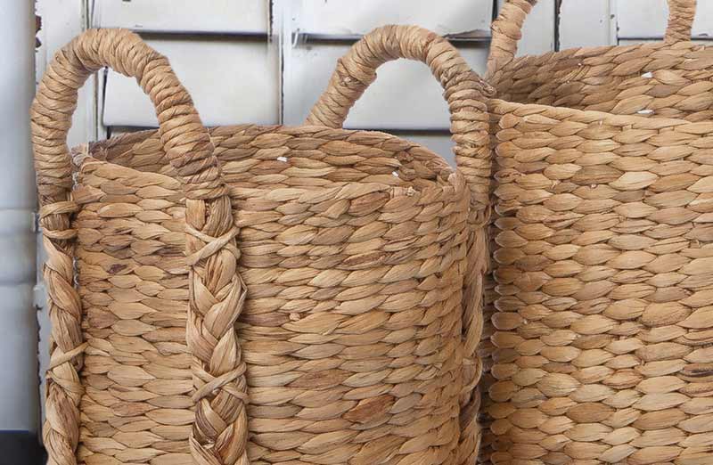 Natural Hyacinth Baskets  Set of 3