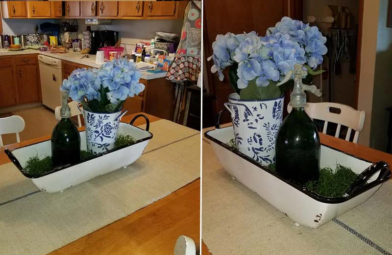 Distressed White Rectangle Enamel Tray