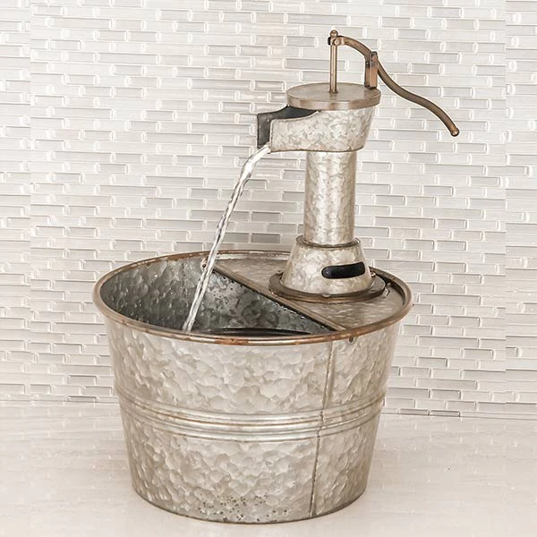 Galvanized Metal Water Pump Fountain