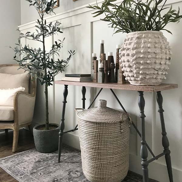 Wood and Iron Spindle Console Table