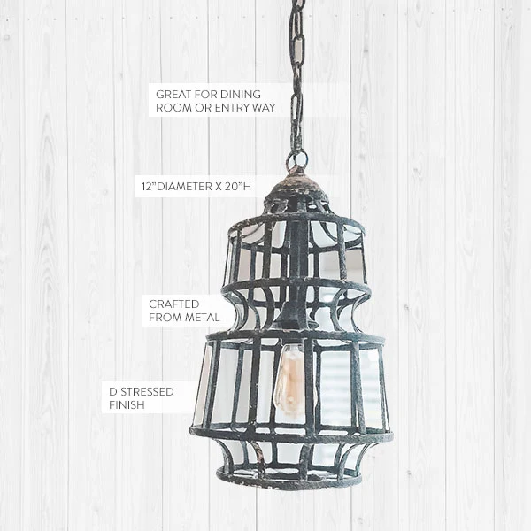 Distressed Metal Caged Pendant Light