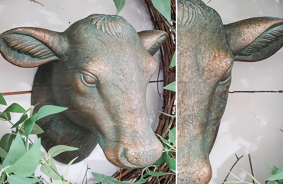 Estate Stone Wall Mount Yearling Heifer Head