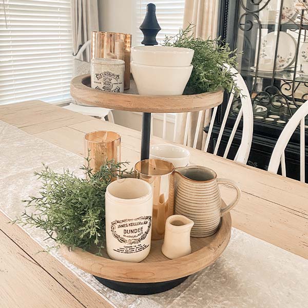 Natural Wood and Metal Display Stand