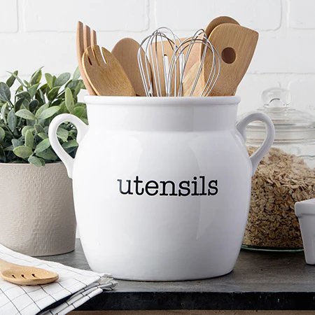 Ceramic Utensils Pot with Handles