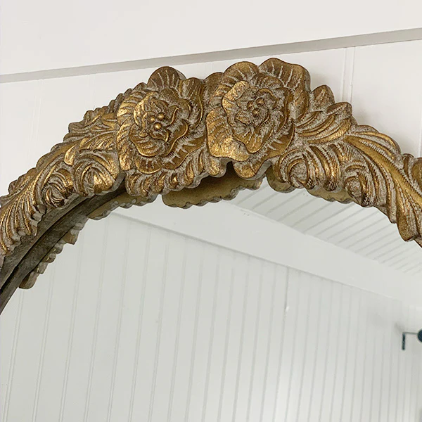 Arched Full Ornate Gleaming Antique Gold Mirror