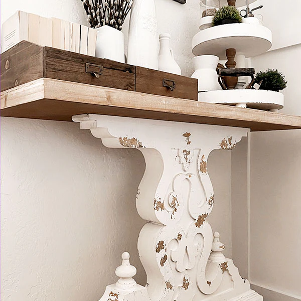 Distressed Carved Corbel Table