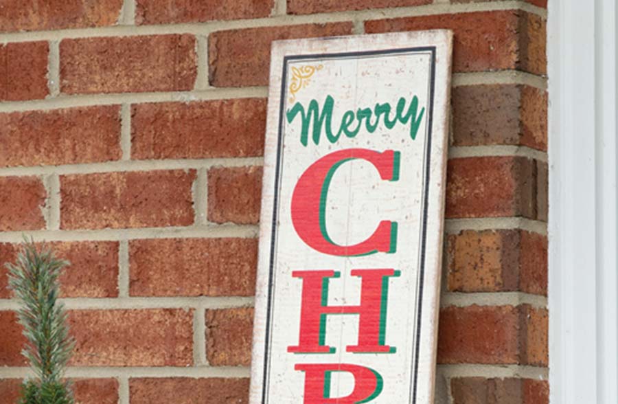 47.5 Inch Tall Merry Christmas Poinsettia Sign