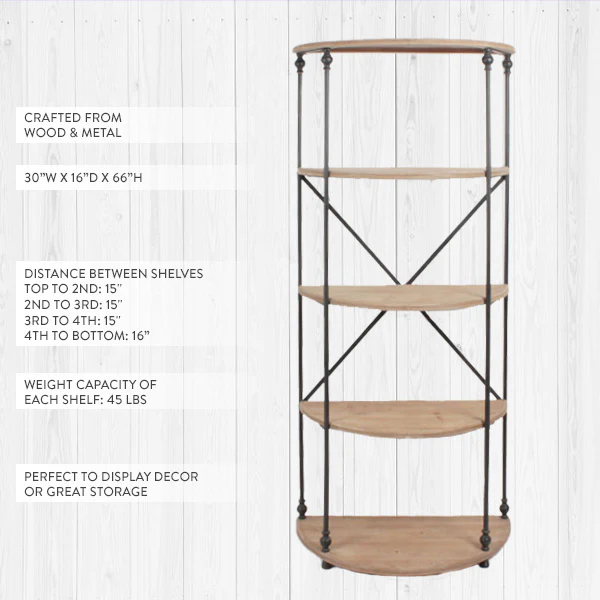 Half Moon Tiered Shelf | 66 Inch Tall