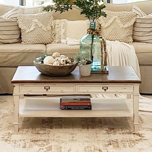Traditional French Accent Coffee Table with Drawers