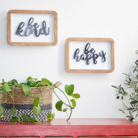 Metal Script Wall Signs, Set of 2