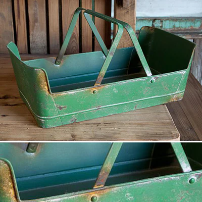 *Large* Green Garden Metal Basket