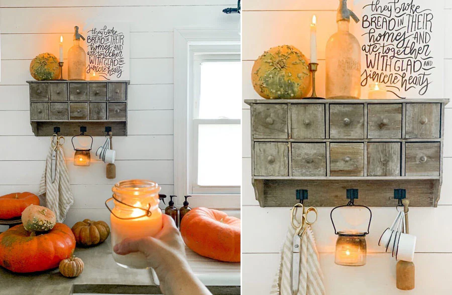 Distressed Wooden 10 Drawer Wall Rack