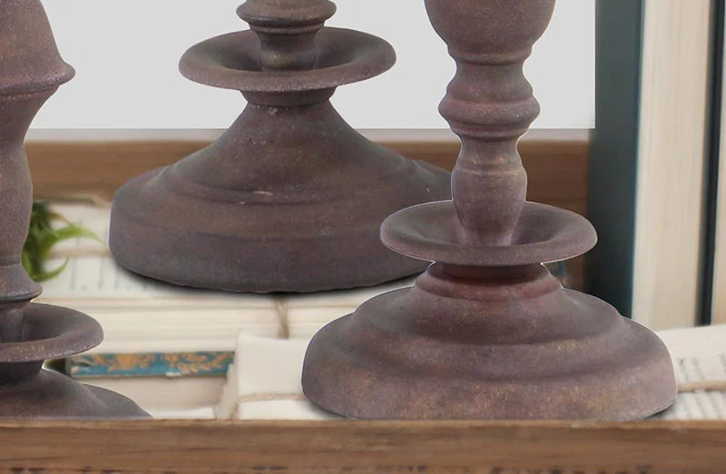 *HUGE* Carved Metal Candle Holders  Set of 3