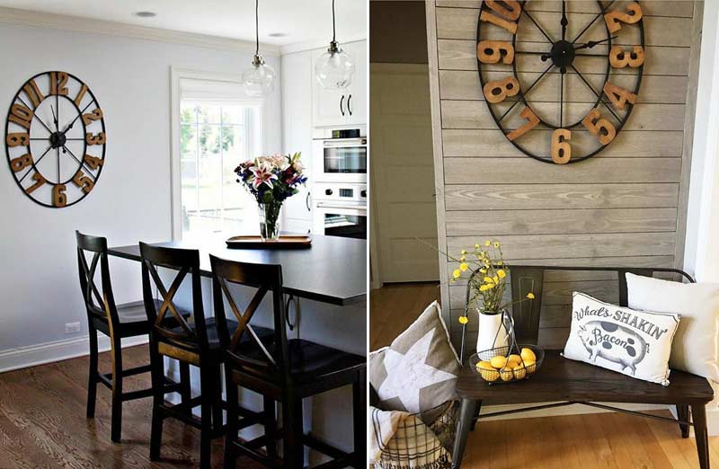 *HUGE* Rustic Wood and Metal Wall Clock