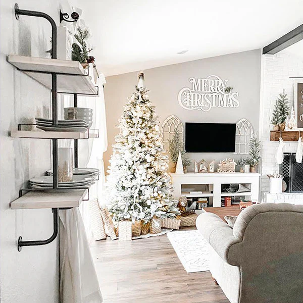 3-Tier Industrial Wood Wall Shelf