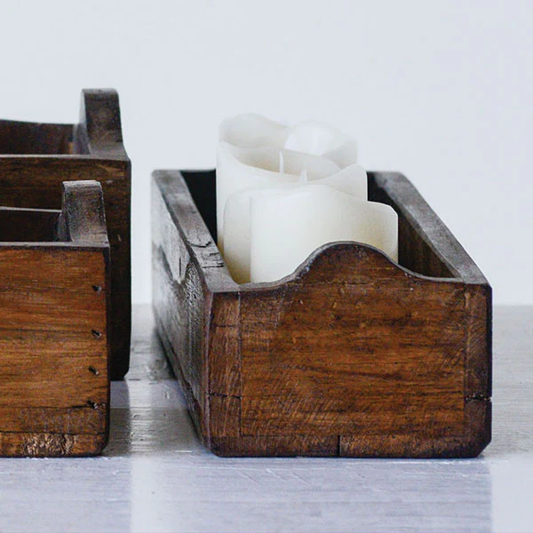 FOUND Wooden Trough, Set of 3