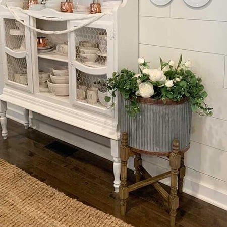 30 Inch High Corrugated Metal Planter and Spindle Stand