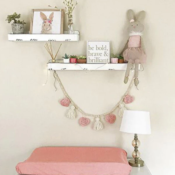 White Distressed Metal Wall Shelves, Set of 2