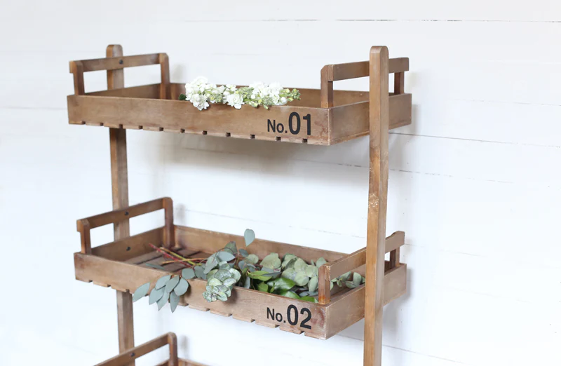 Large Wooden Four Tier Crate Shelf Unit | Urban Farmhouse