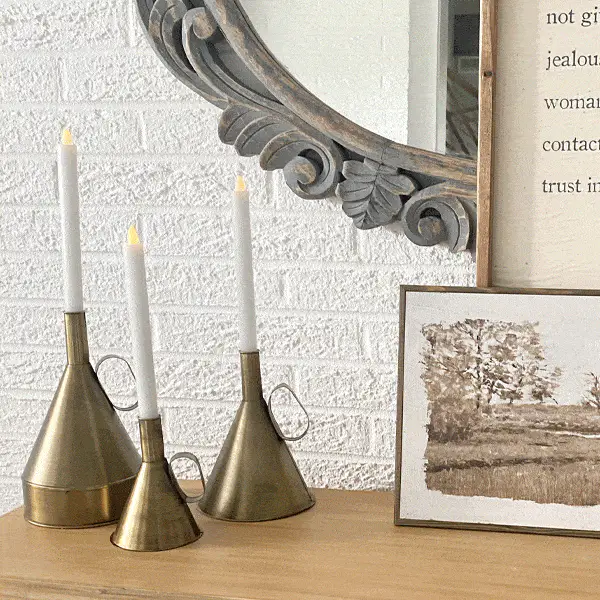 Antique Brass Oil Can Candle Holders, Set of 3