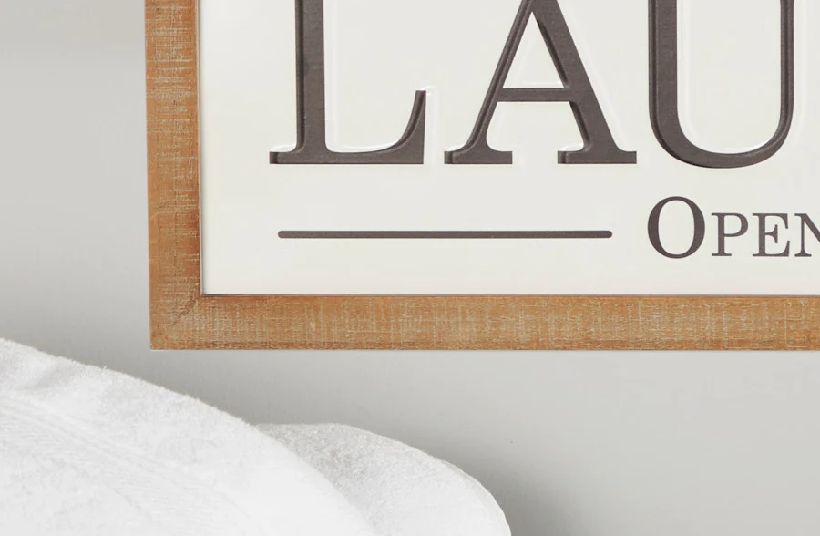 32 Inch Wooden Framed Laundry Sign
