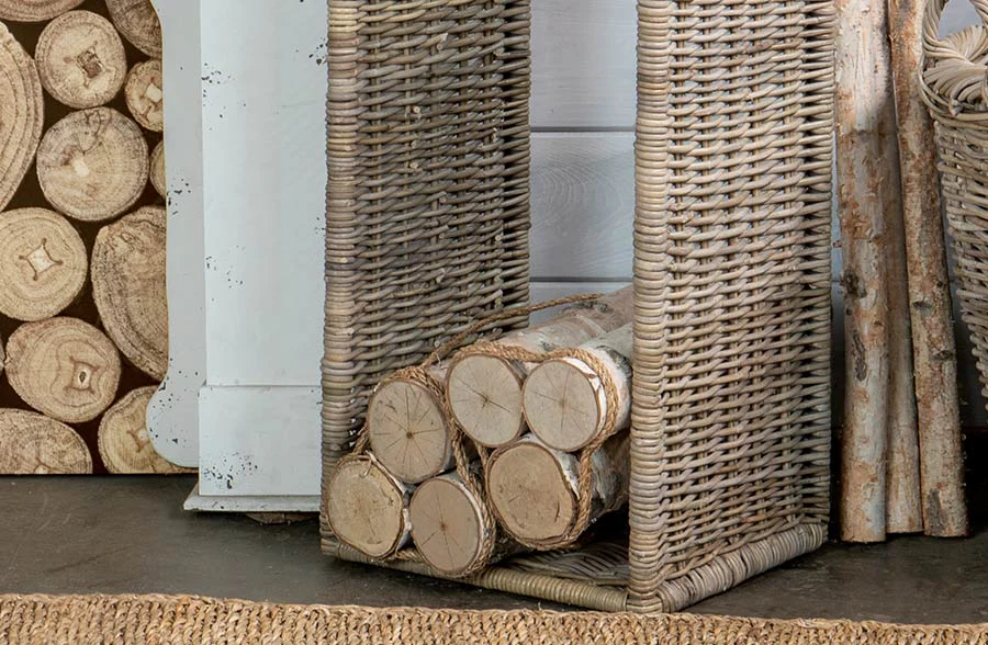 Woven Rattan Firewood Holder