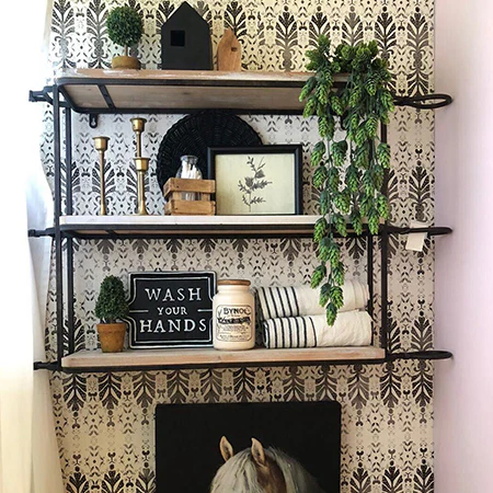 Rolling Pin Inspired Hanging Three Tiered Shelf