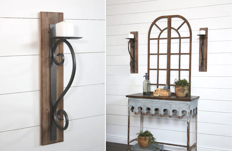 Distressed Wooden Plank Wall Sconce