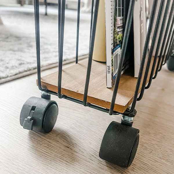 Utilitarian Wood and Metal Farmhouse Rolling Storage Cart