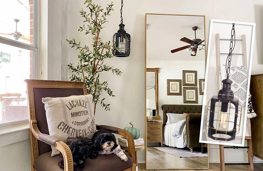 Vintage Industrial Caged Pendant Light