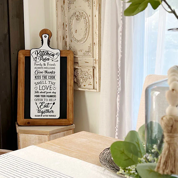 24 Inch Enamel Paddleboard Kitchen Rules Sign