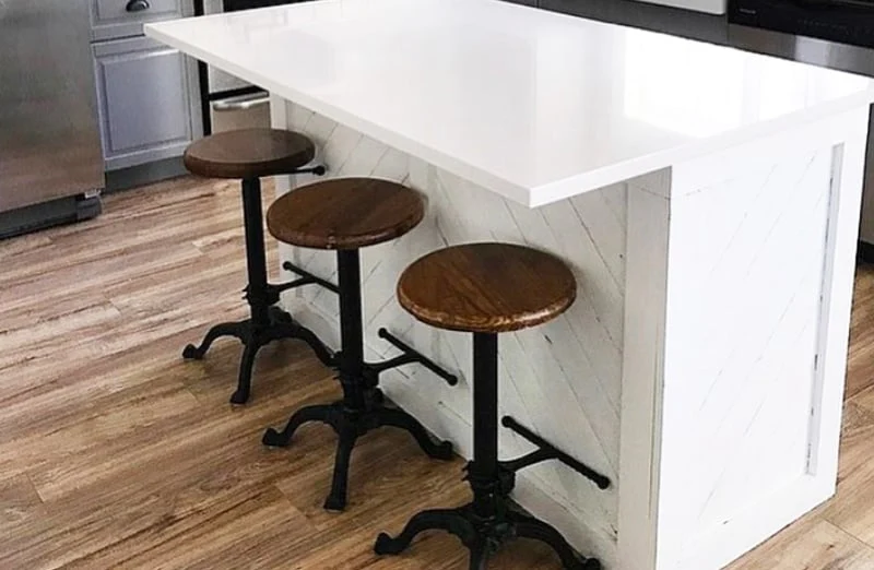 Vintage Bar Stool with Reclaimed Wooden Seat