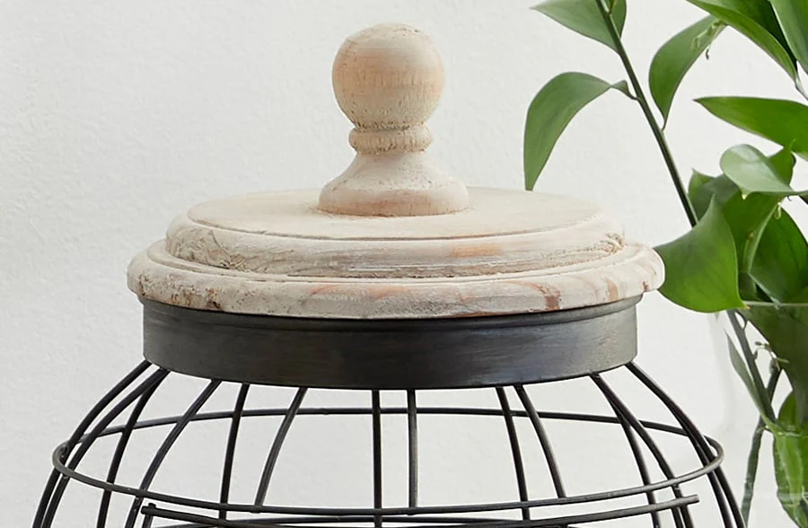 Caged Display Baskets With Lids, Set of 2