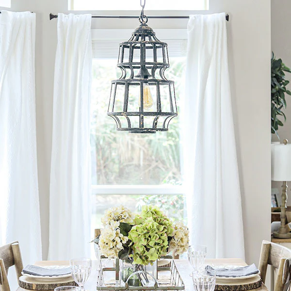 Distressed Metal Caged Pendant Light
