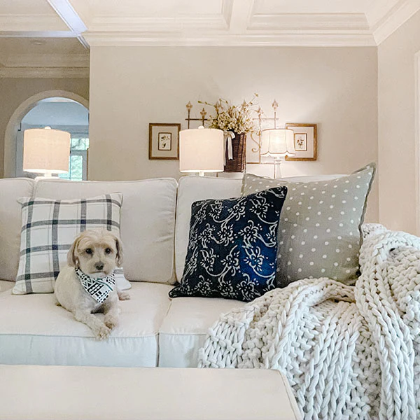 Abstract Floral Hand Blocked Cotton Throw Pillow