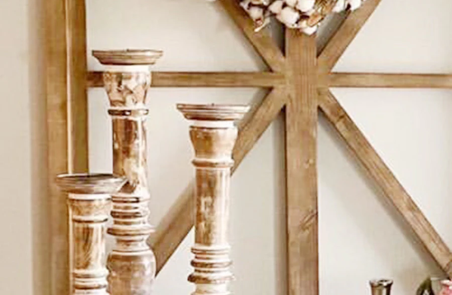 Chunky Wooden Carved Candle Holders, Set of 3