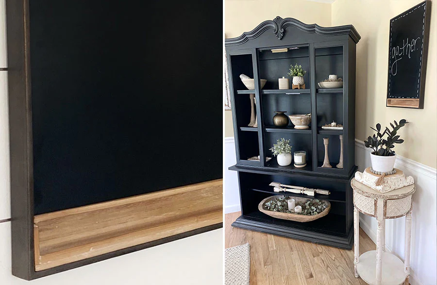 Rustic Chalkboard with Wooden Cubby