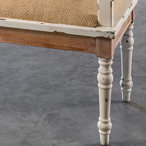 Chippy White Cushioned Bench