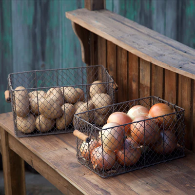 Rectangular Wire Bin Baskets  Set Of 2
